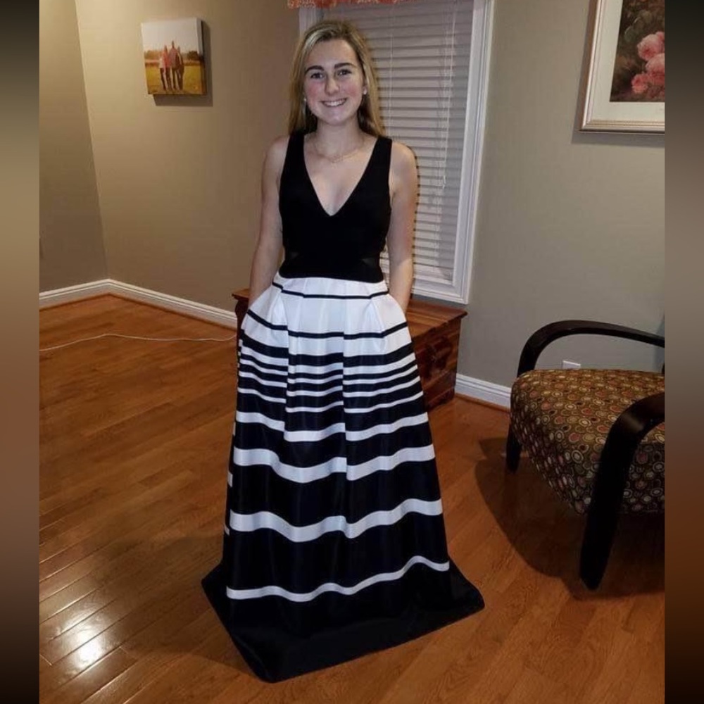 black and white formal dress